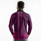 Pink Dashiki and Tapa Pattern Long Sleeve Polo Shirt Africa-Polynesia Together Culture