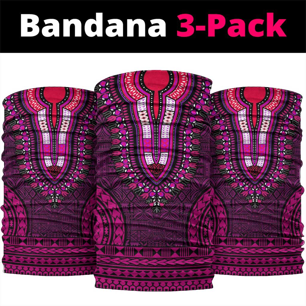 Pink Dashiki and Tapa Pattern Neck Gaiter Africa-Polynesia Together Culture LT9