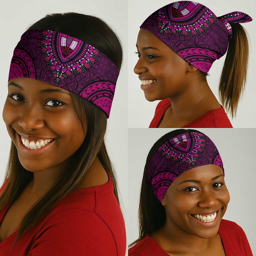 Pink Dashiki and Tapa Pattern Neck Gaiter Africa-Polynesia Together Culture LT9