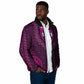 Pink Dashiki and Tapa Pattern Padded Jacket Africa-Polynesia Together Culture