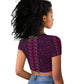 Pink Dashiki and Tapa Pattern Raglan Cropped T shirt Africa-Polynesia Together Culture