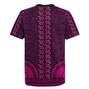Pink Dashiki and Tapa Pattern Rugby Jersey Africa-Polynesia Together Culture