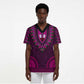 Pink Dashiki and Tapa Pattern Scrub Top Africa-Polynesia Together Culture