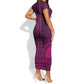 Pink Dashiki and Tapa Pattern Short Sleeve Bodycon Dress Africa-Polynesia Together Culture LT9