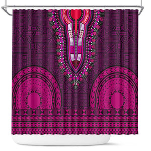 Pink Dashiki and Tapa Pattern Shower Curtain Africa-Polynesia Together Culture