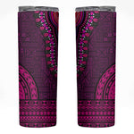 Pink Dashiki and Tapa Pattern Skinny Tumbler Africa-Polynesia Together Culture