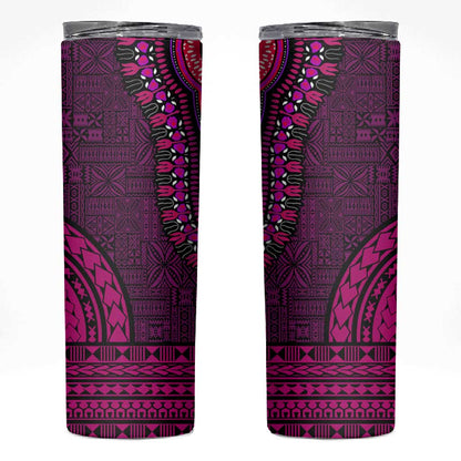 Pink Dashiki and Tapa Pattern Skinny Tumbler Africa-Polynesia Together Culture