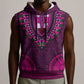 Pink Dashiki and Tapa Pattern Sleeveless Hoodie Africa-Polynesia Together Culture - African Pride
