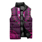 Pink Dashiki and Tapa Pattern Sleeveless Puffer Jacket Africa-Polynesia Together Culture