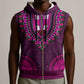 Pink Dashiki and Tapa Pattern Sleeveless Zip Hoodie Africa-Polynesia Together Culture - African Pride