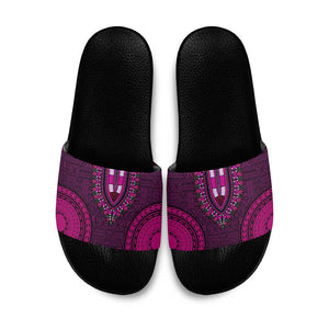 Pink Dashiki and Tapa Pattern Slide Sandals Africa-Polynesia Together Culture