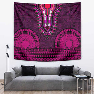 Pink Dashiki and Tapa Pattern Tapestry Africa-Polynesia Together Culture