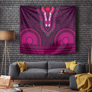 Pink Dashiki and Tapa Pattern Tapestry Africa-Polynesia Together Culture
