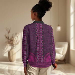 Pink Dashiki and Tapa Pattern Women Casual Shirt Africa-Polynesia Together Culture LT9
