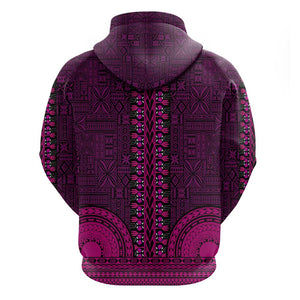 Pink Dashiki and Tapa Pattern Zip Hoodie Africa-Polynesia Together Culture