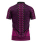 Pink Dashiki and Tapa Pattern Zipper Polo Shirt Africa-Polynesia Together Culture