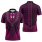Pink Dashiki and Tapa Pattern Zipper Polo Shirt Africa-Polynesia Together Culture