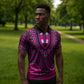 Pink Dashiki and Tapa Pattern Zipper Polo Shirt Africa-Polynesia Together Culture