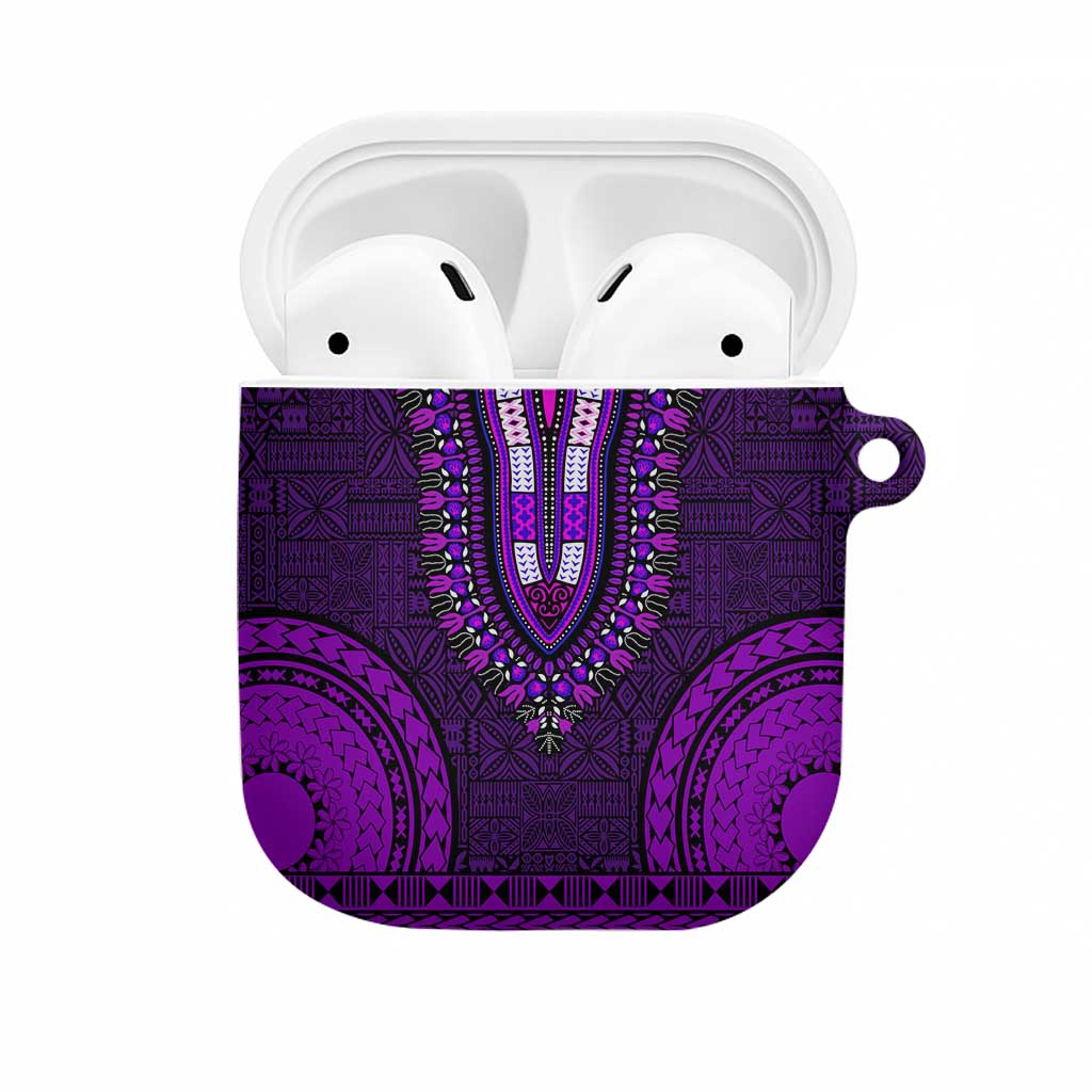 Purple Dashiki and Tapa Pattern AirPods Case Africa-Polynesia Together Culture