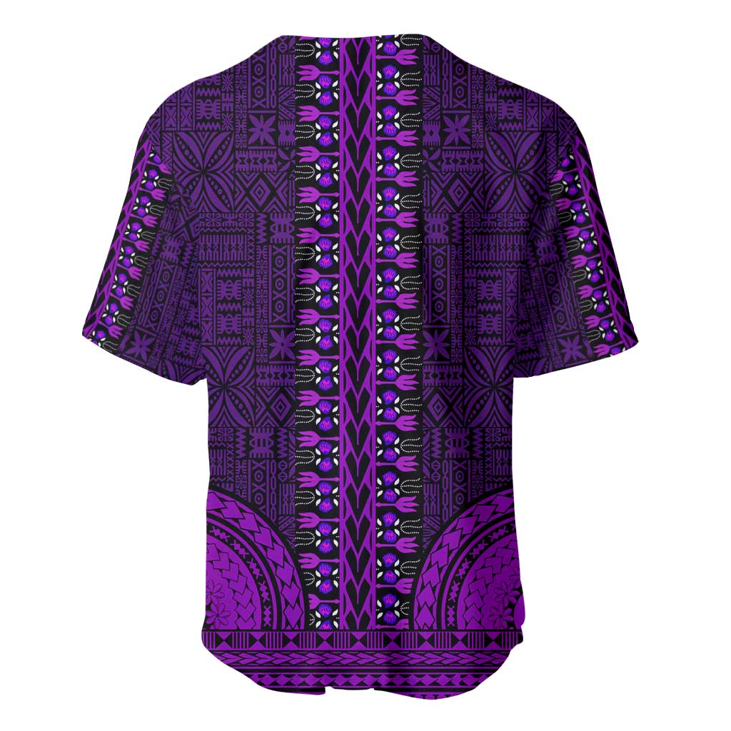 Purple Dashiki and Tapa Pattern Baseball Jersey Africa-Polynesia Together Culture