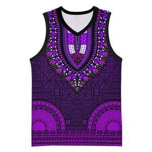 Purple Dashiki and Tapa Pattern Basketball Jersey Africa-Polynesia Together Culture - African Pride