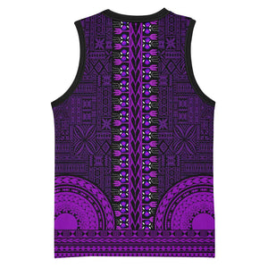 Purple Dashiki and Tapa Pattern Basketball Jersey Africa-Polynesia Together Culture - African Pride