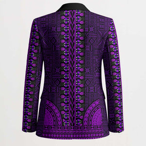 Purple Dashiki and Tapa Pattern Blazer Africa-Polynesia Together Culture