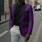 Purple Dashiki and Tapa Pattern Blazer Africa-Polynesia Together Culture