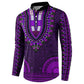 Purple Dashiki and Tapa Pattern Button Sweatshirt Africa-Polynesia Together Culture
