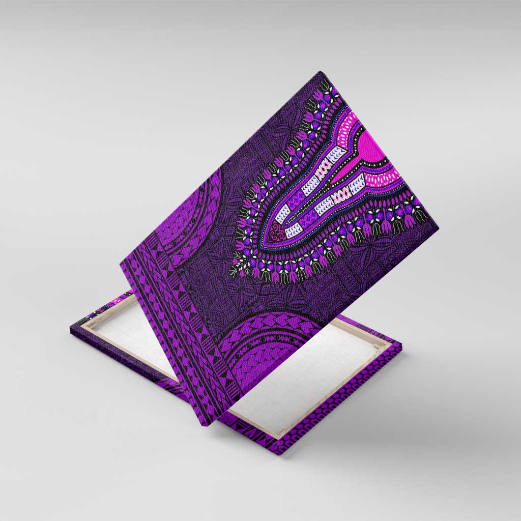 Purple Dashiki and Tapa Pattern Canvas Wall Art Africa-Polynesia Together Culture