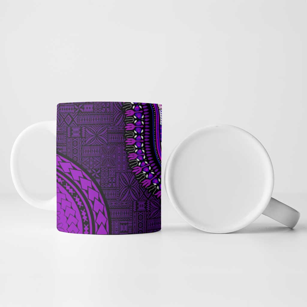 Purple Dashiki and Tapa Pattern Ceramic Mug Africa-Polynesia Together Culture