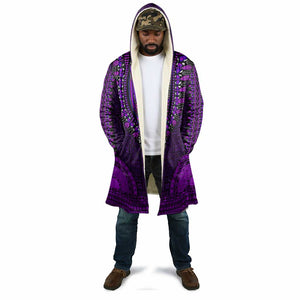 Purple Dashiki and Tapa Pattern Cloak Africa-Polynesia Together Culture