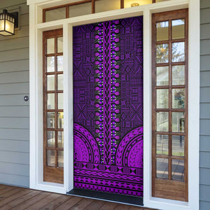 Purple Dashiki and Tapa Pattern Door Cover Africa-Polynesia Together Culture