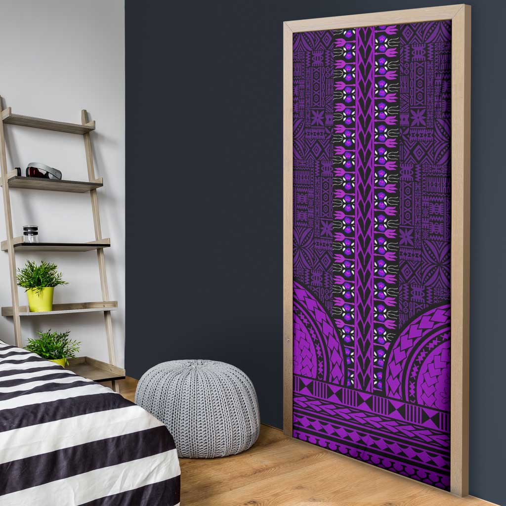 Purple Dashiki and Tapa Pattern Door Cover Africa-Polynesia Together Culture