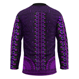 Purple Dashiki and Tapa Pattern Hockey Jersey Africa-Polynesia Together Culture