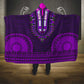 Purple Dashiki and Tapa Pattern Hooded Blanket Africa-Polynesia Together Culture