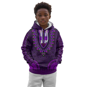 Purple Dashiki and Tapa Pattern Kid Hoodie Africa-Polynesia Together Culture