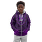 Purple Dashiki and Tapa Pattern Kid Hoodie Africa-Polynesia Together Culture