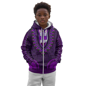 Purple Dashiki and Tapa Pattern Kid Hoodie Africa-Polynesia Together Culture