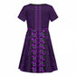 Purple Dashiki and Tapa Pattern Kid Short Sleeve Dress Africa-Polynesia Together Culture