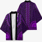 Purple Dashiki and Tapa Pattern Kimono Africa-Polynesia Together Culture