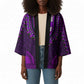Purple Dashiki and Tapa Pattern Kimono Africa-Polynesia Together Culture