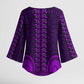Purple Dashiki and Tapa Pattern Kimono Sleeve Blouse Africa-Polynesia Together Culture