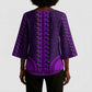Purple Dashiki and Tapa Pattern Kimono Sleeve Blouse Africa-Polynesia Together Culture