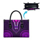 Purple Dashiki and Tapa Pattern Leather Bag Africa-Polynesia Together Culture