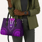 Purple Dashiki and Tapa Pattern Leather Bag Africa-Polynesia Together Culture