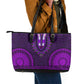 Purple Dashiki and Tapa Pattern Leather Tote Bag Africa-Polynesia Together Culture