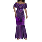 Purple Dashiki and Tapa Pattern Mermaid Dress Africa-Polynesia Together Culture