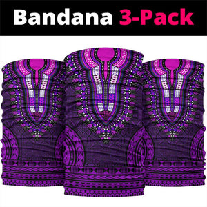 Purple Dashiki and Tapa Pattern Neck Gaiter Africa-Polynesia Together Culture LT9