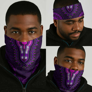 Purple Dashiki and Tapa Pattern Neck Gaiter Africa-Polynesia Together Culture LT9